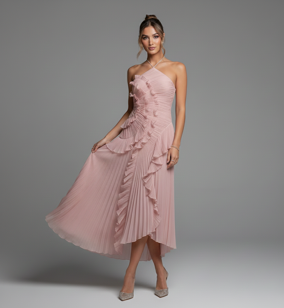 Aurora Lilac Sculpted Pleated Dress