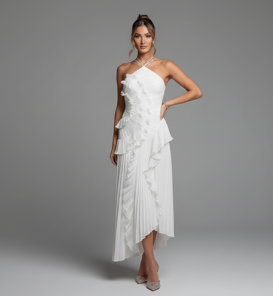 Aurora Lilac Sculpted Pleated Dress