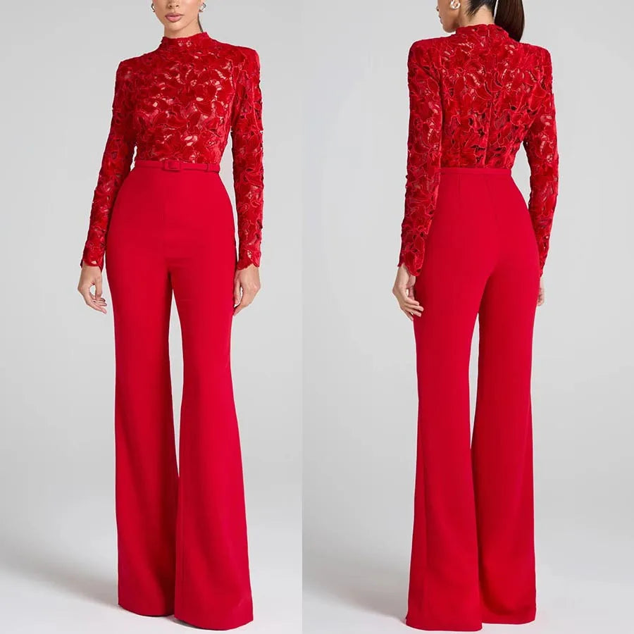Red Allure Long Jumpsuit