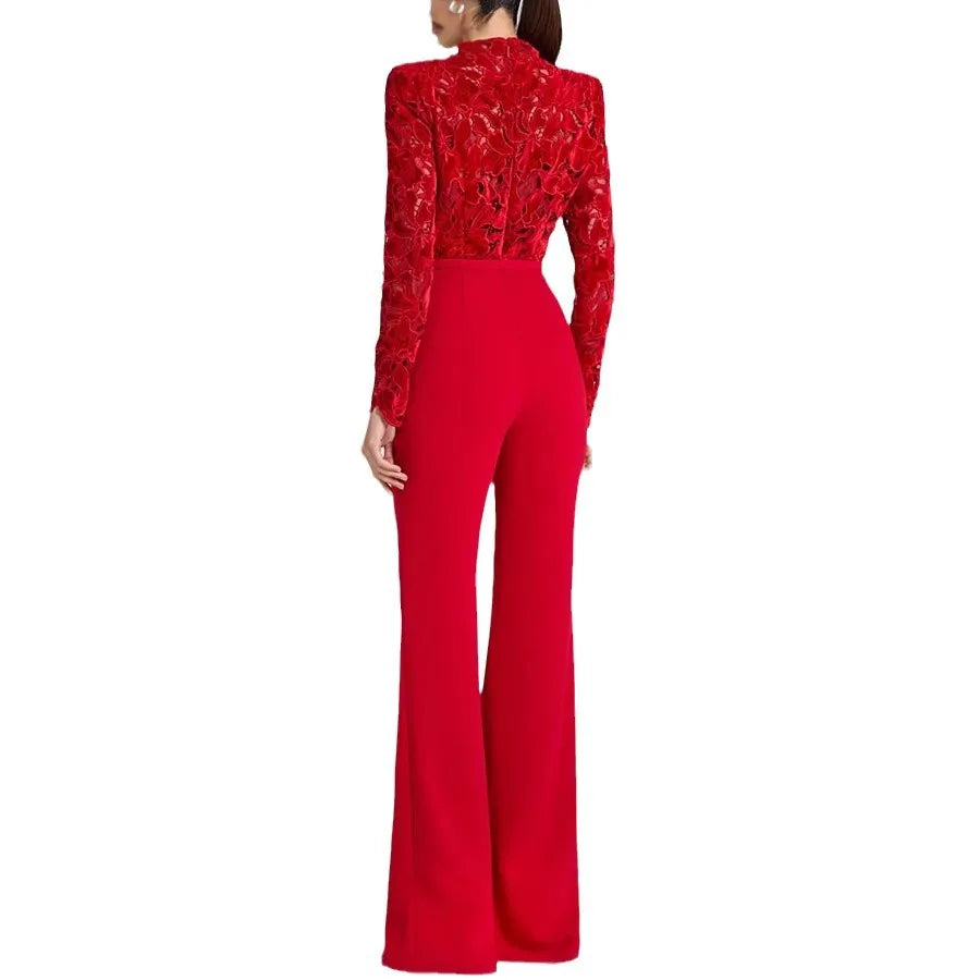 Red Allure Long Jumpsuit