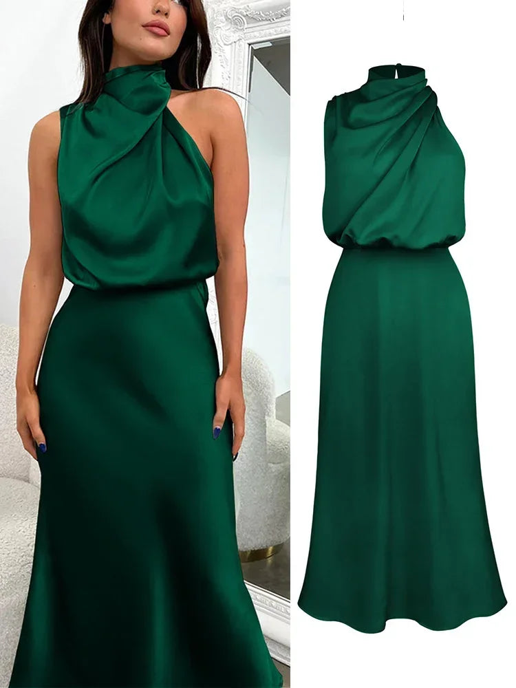 Timeless Elegance — Emerald Green Midi Dress