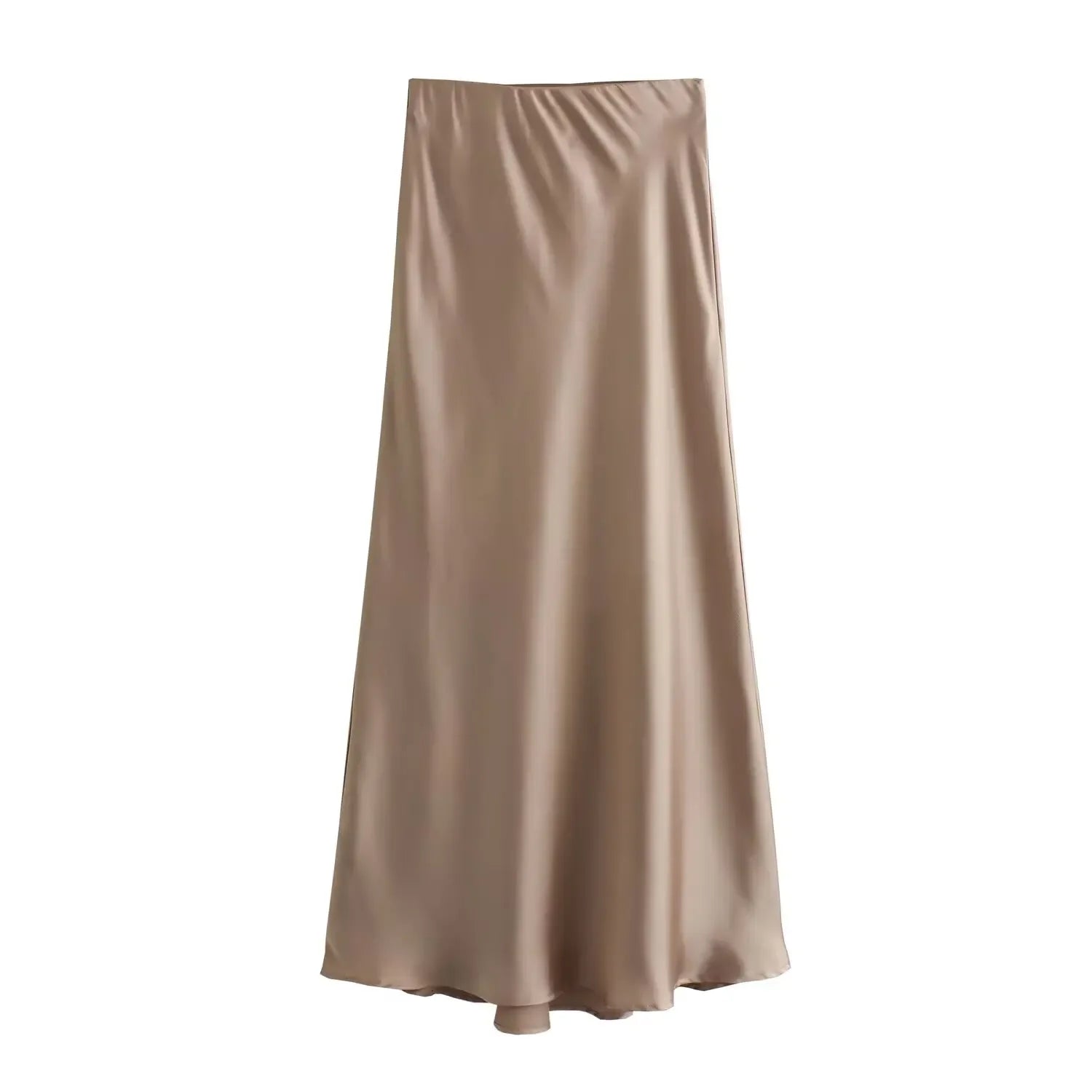 Satin A-Line Midi Skirt