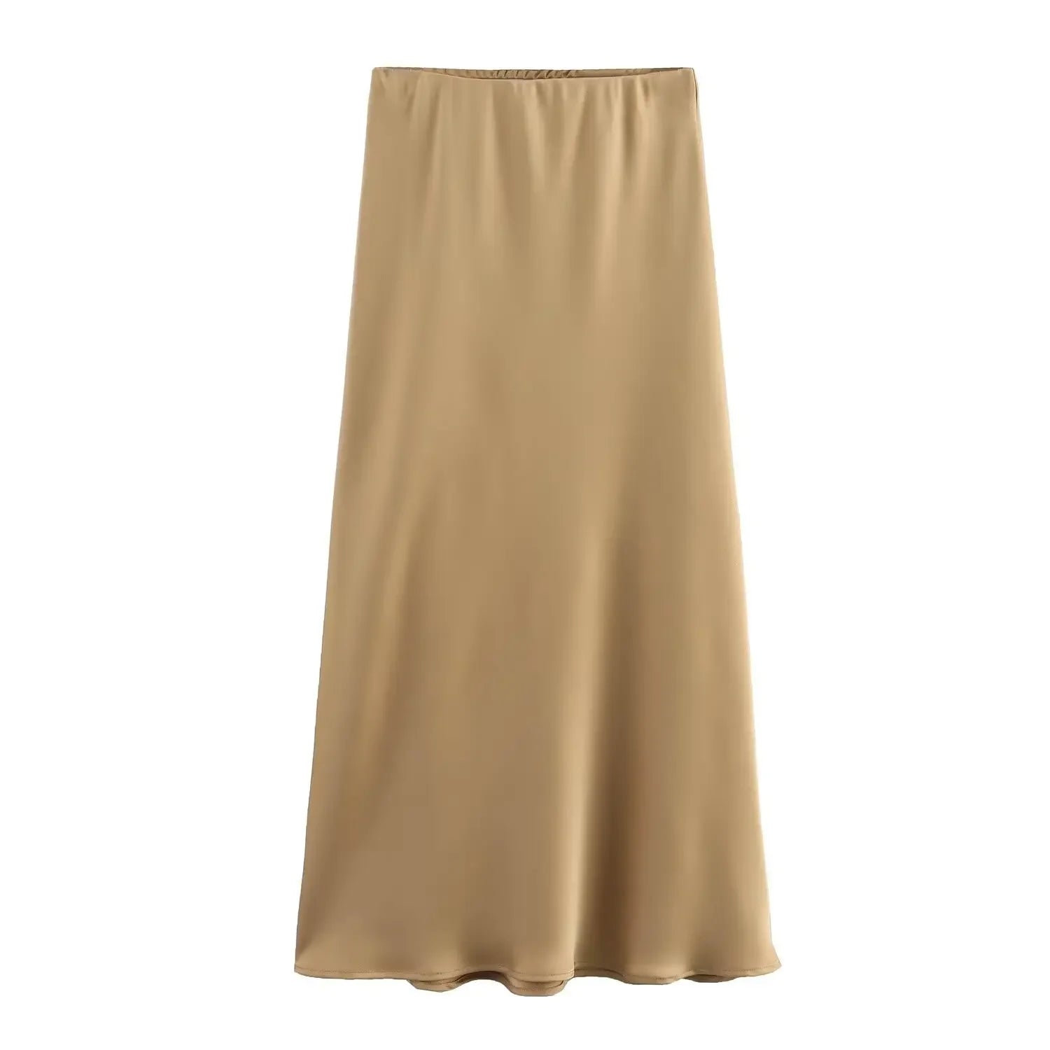 Satin A-Line Midi Skirt