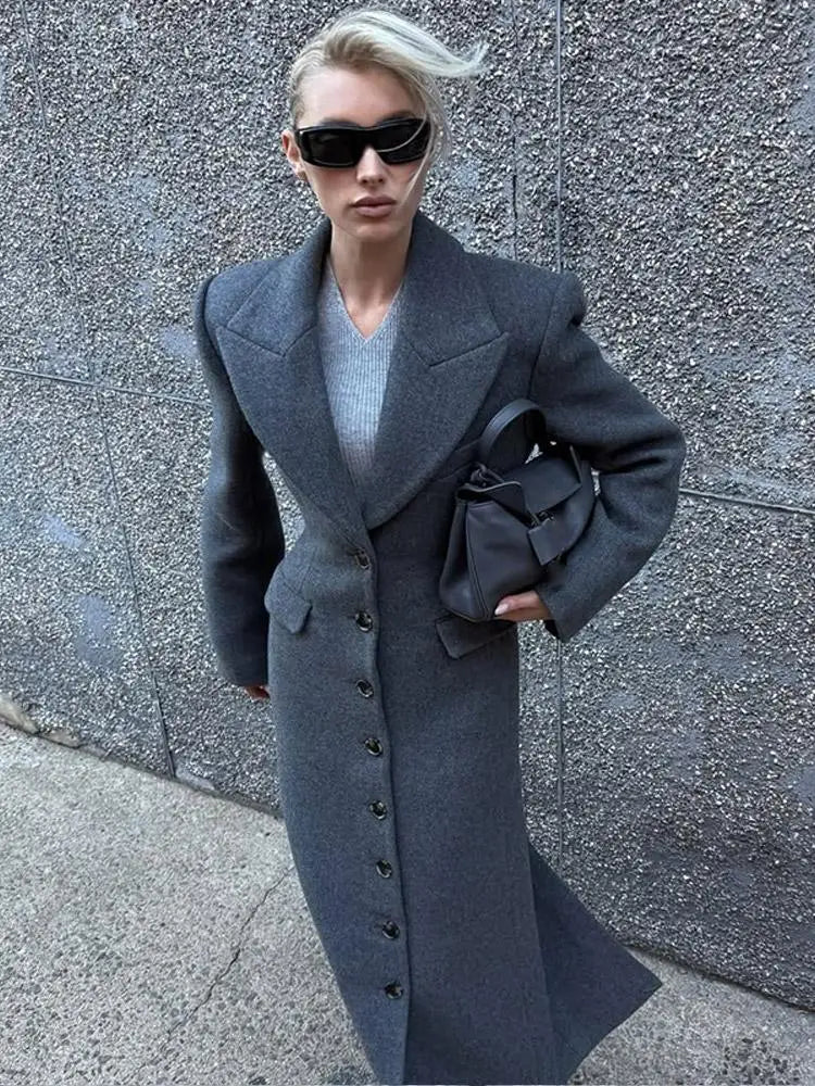 Long V-Neck Overcoat