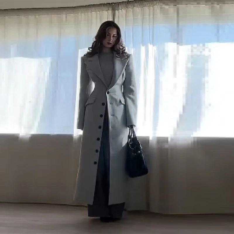 Long V-Neck Overcoat