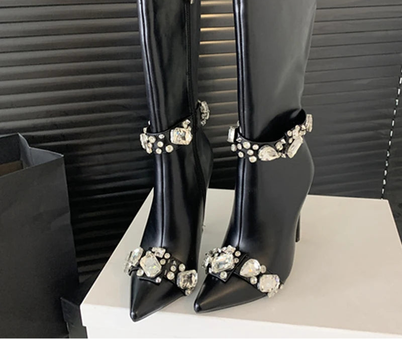 Power Shine — High Heel Crystal Boots