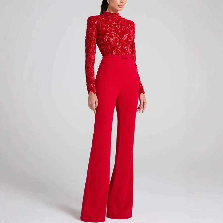 Red Allure Long Jumpsuit