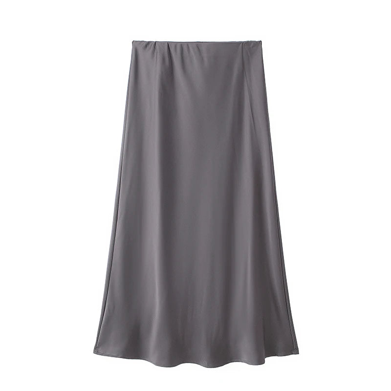 Satin A-Line Midi Skirt