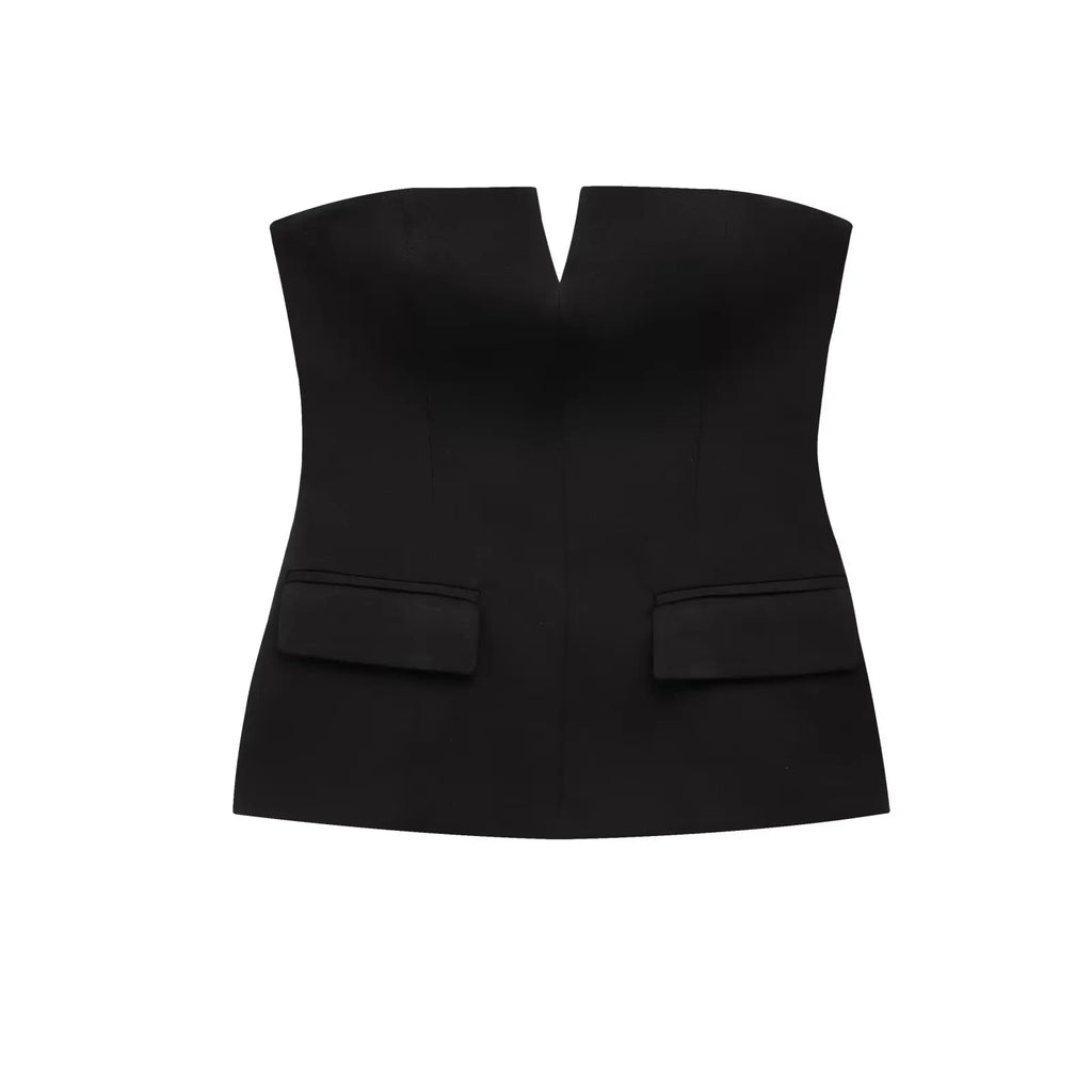 Tailored Strapless Top with Pocket Detail