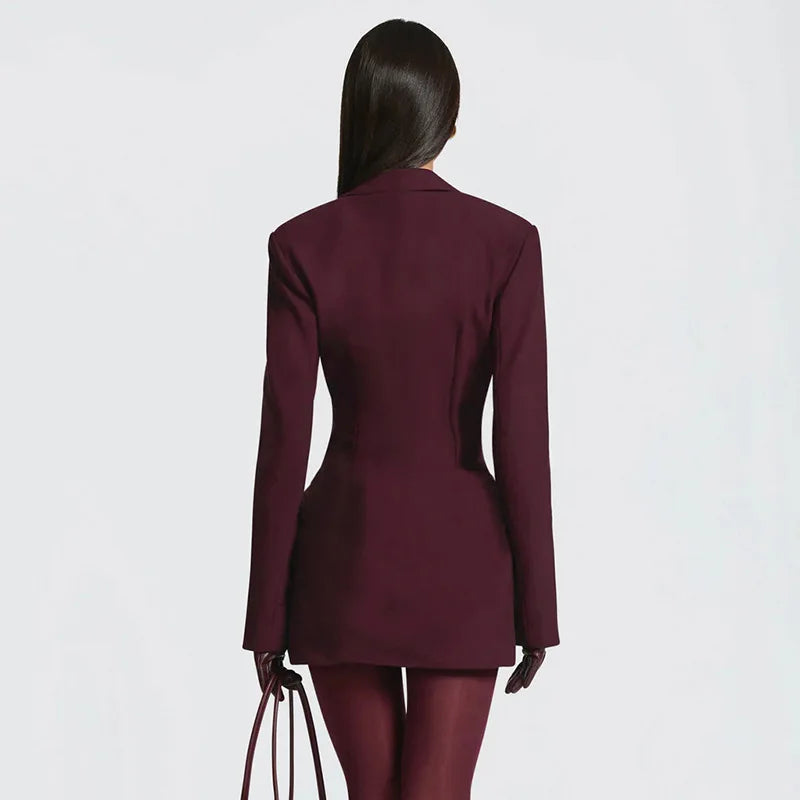 Long Sleeve Mini Dress with Deep V-Neck