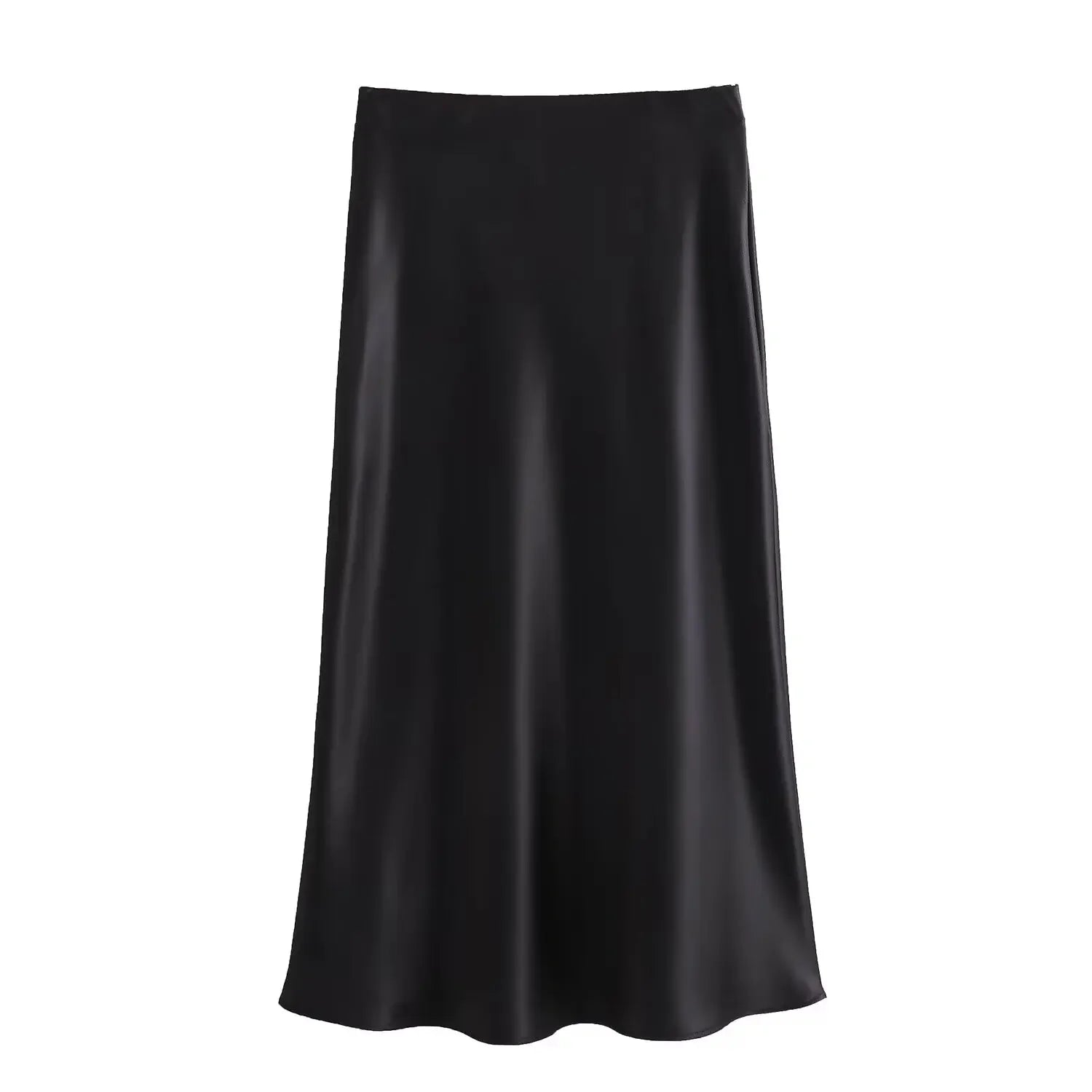 Satin A-Line Midi Skirt