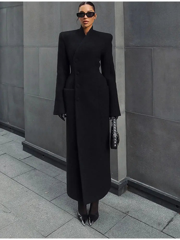 Long V-Neck Overcoat