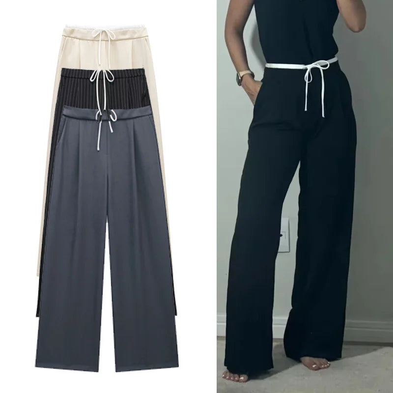 Casual Adjustable Fabric Pants with Pockets