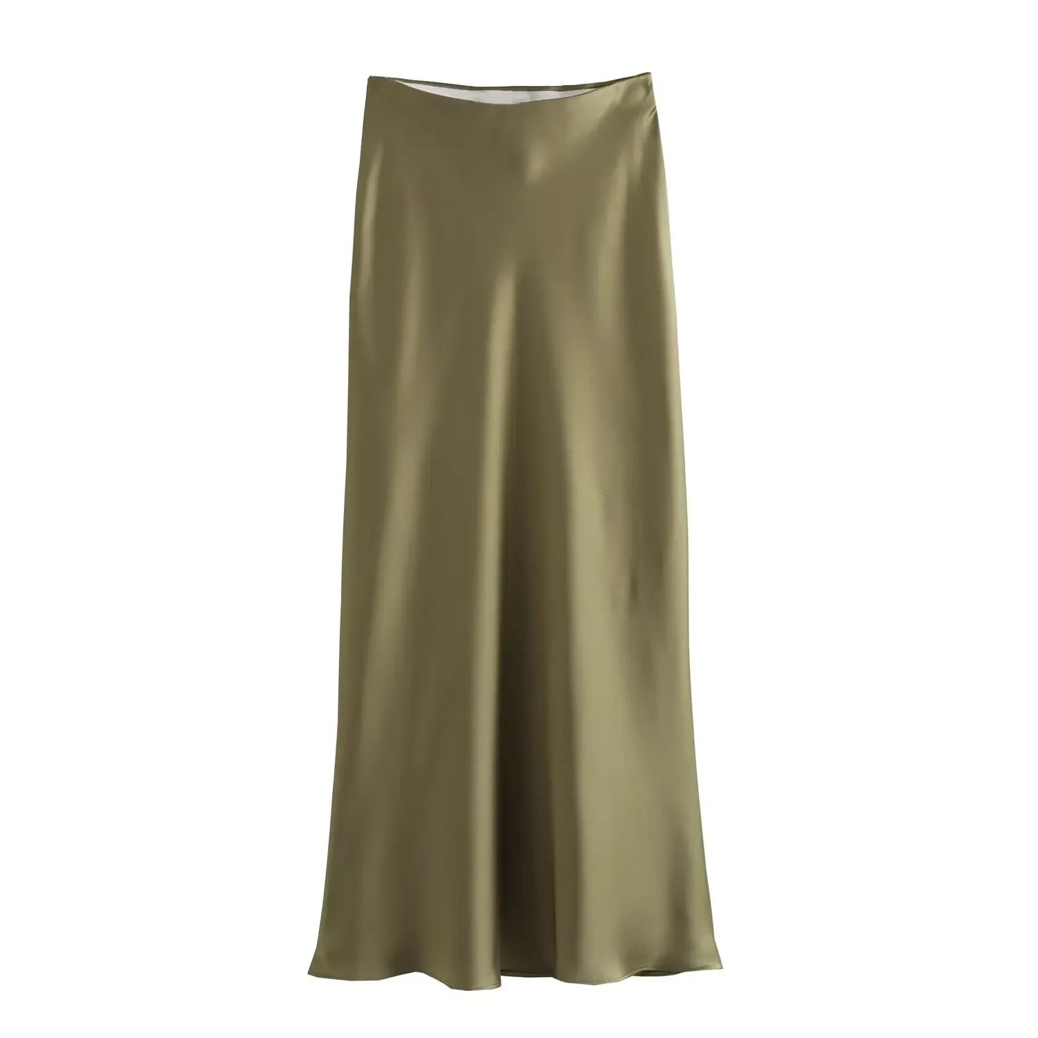 Satin A-Line Midi Skirt