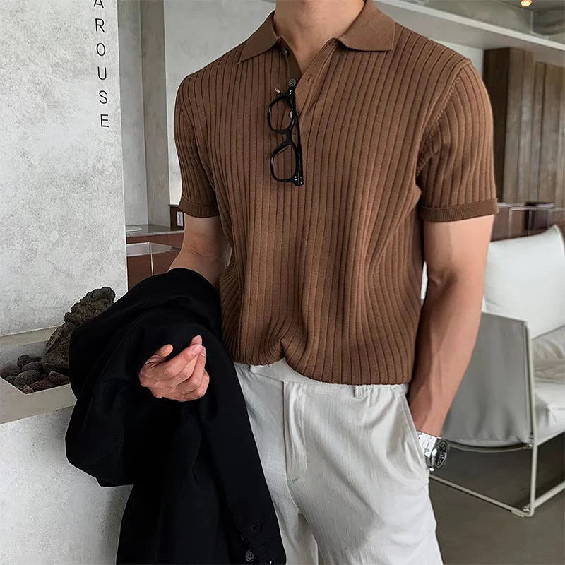 Men’s Elegance Ribbed Knit Polo