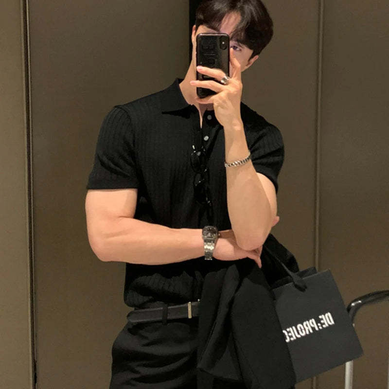 Men’s Elegance Ribbed Knit Polo
