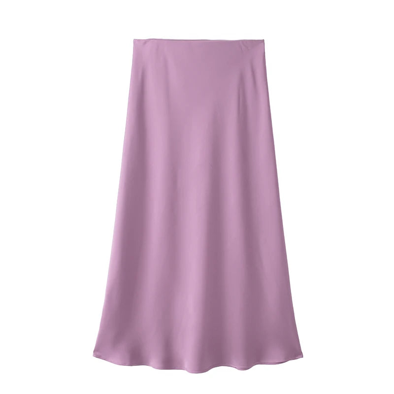 Satin A-Line Midi Skirt