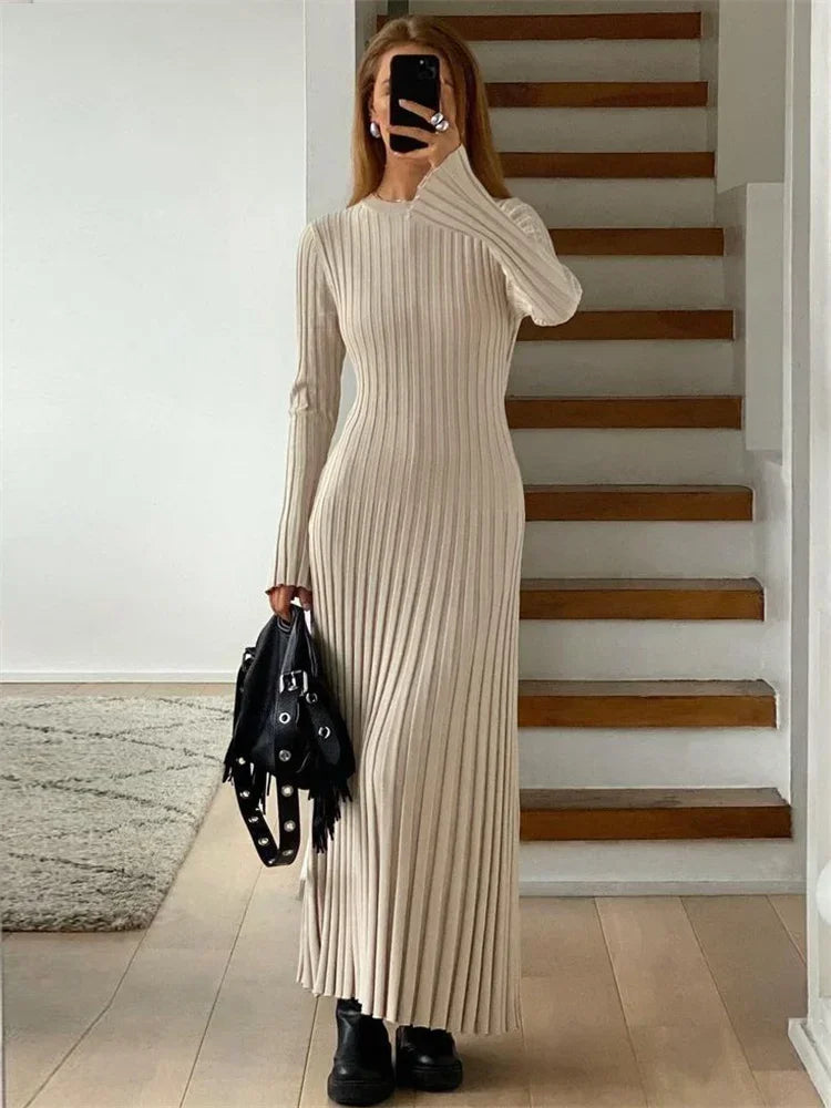 Casual Dress with Sash and O-Neck