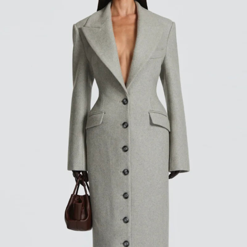 Long V-Neck Overcoat