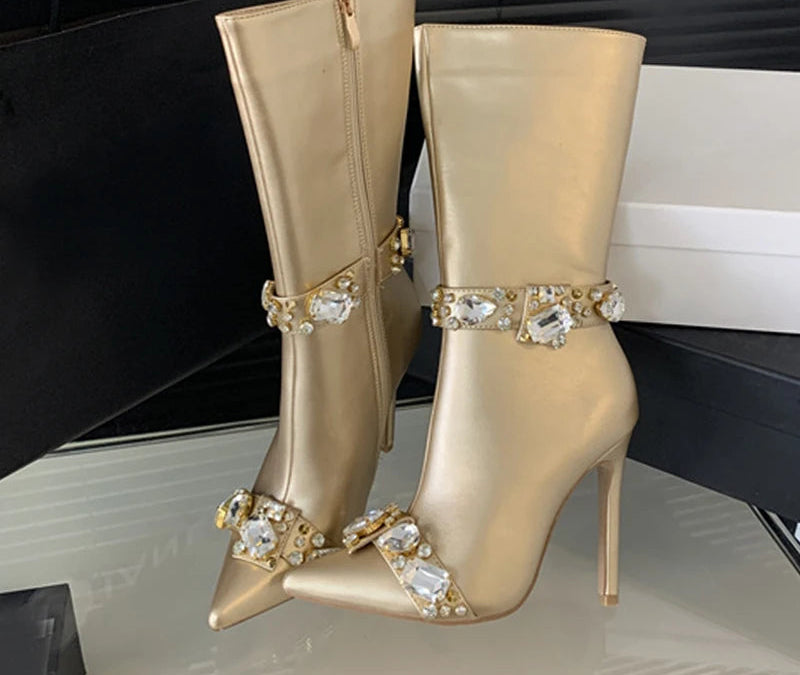 Power Shine — High Heel Crystal Boots