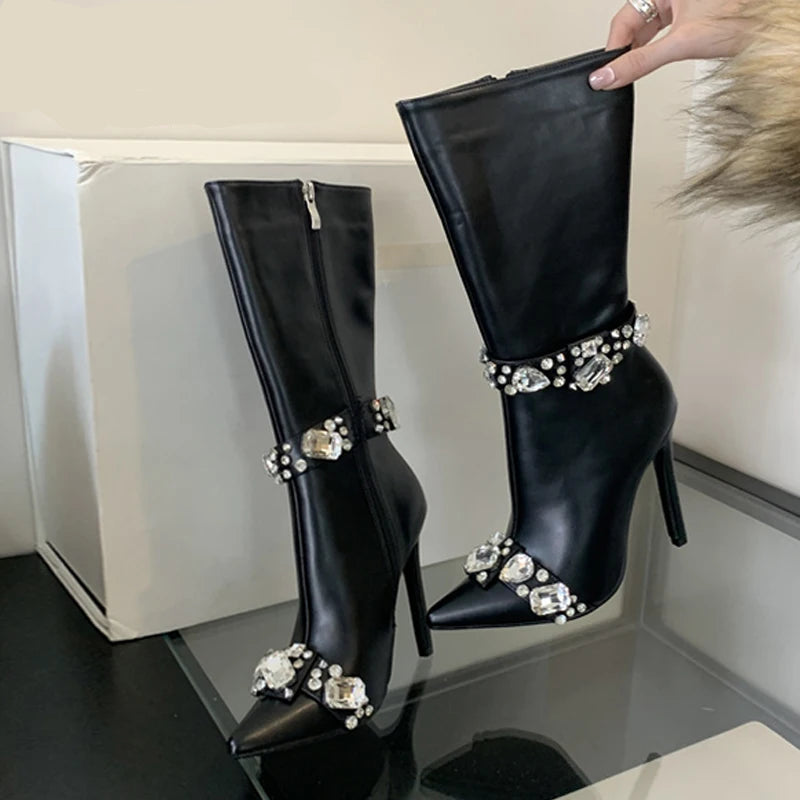 Power Shine — High Heel Crystal Boots
