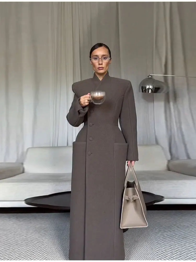 Long V-Neck Overcoat