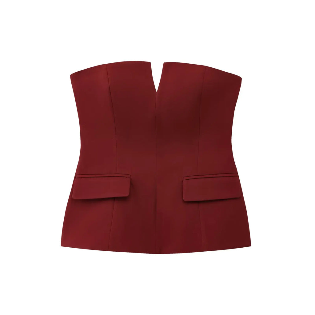 Tailored Strapless Top with Pocket Detail