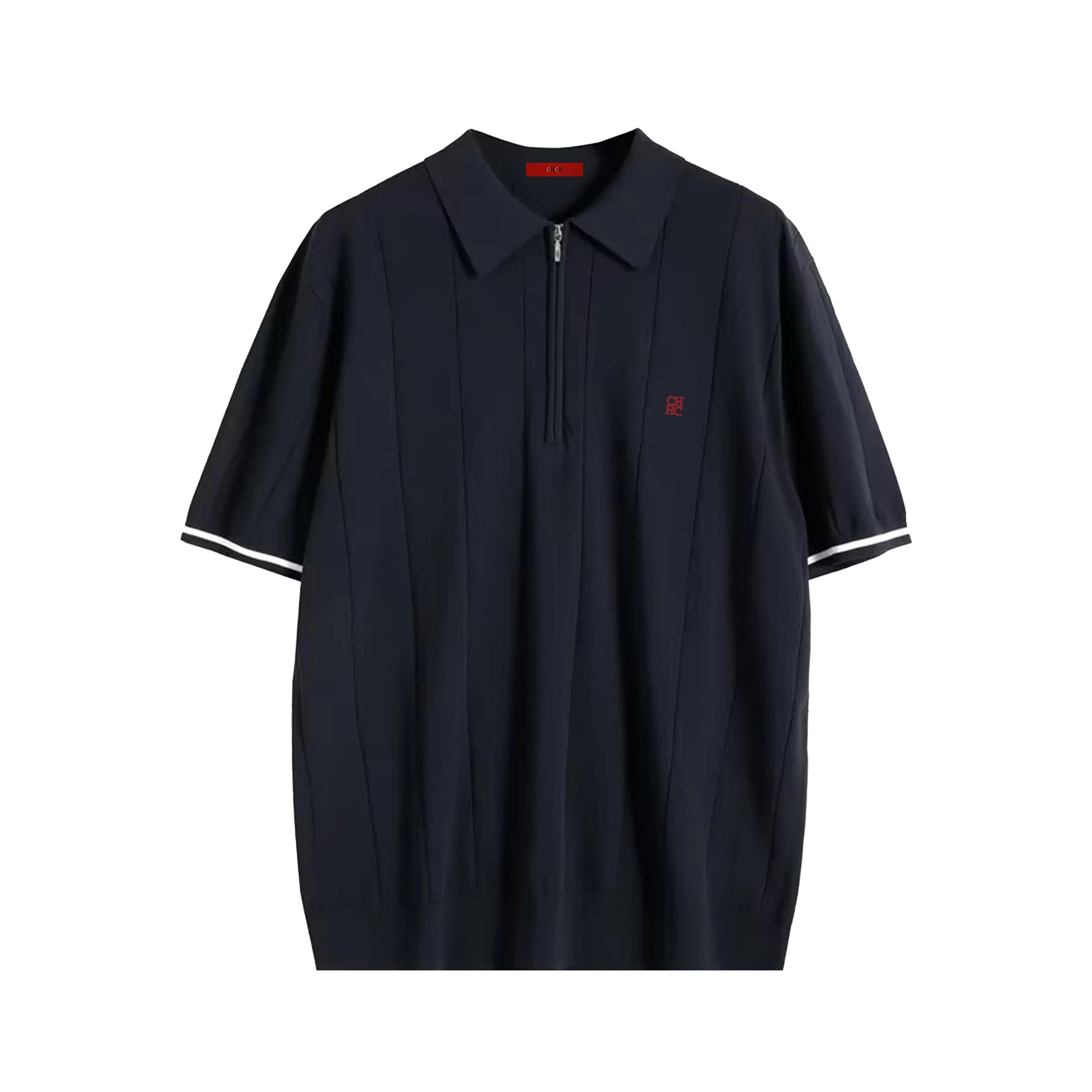 Ribbed Knit Polo Shirt