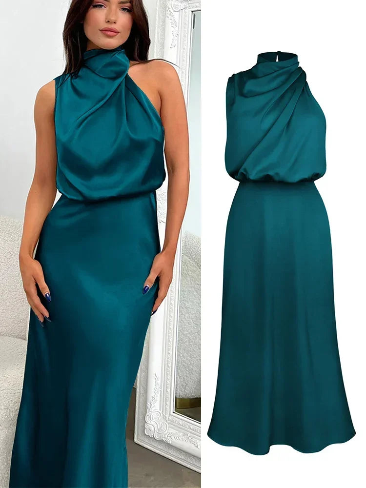 Timeless Elegance — Emerald Green Midi Dress