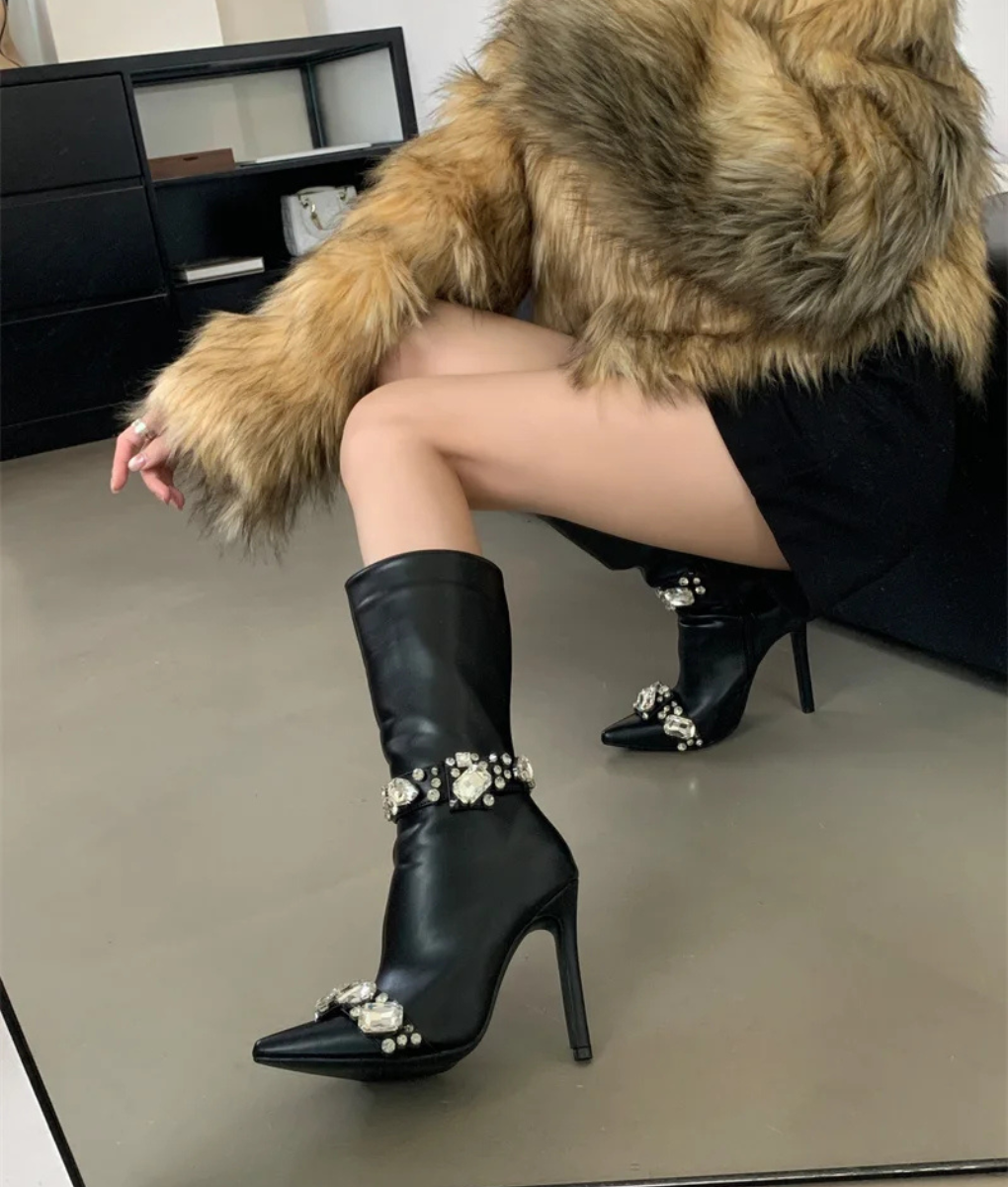 Power Shine — High Heel Crystal Boots